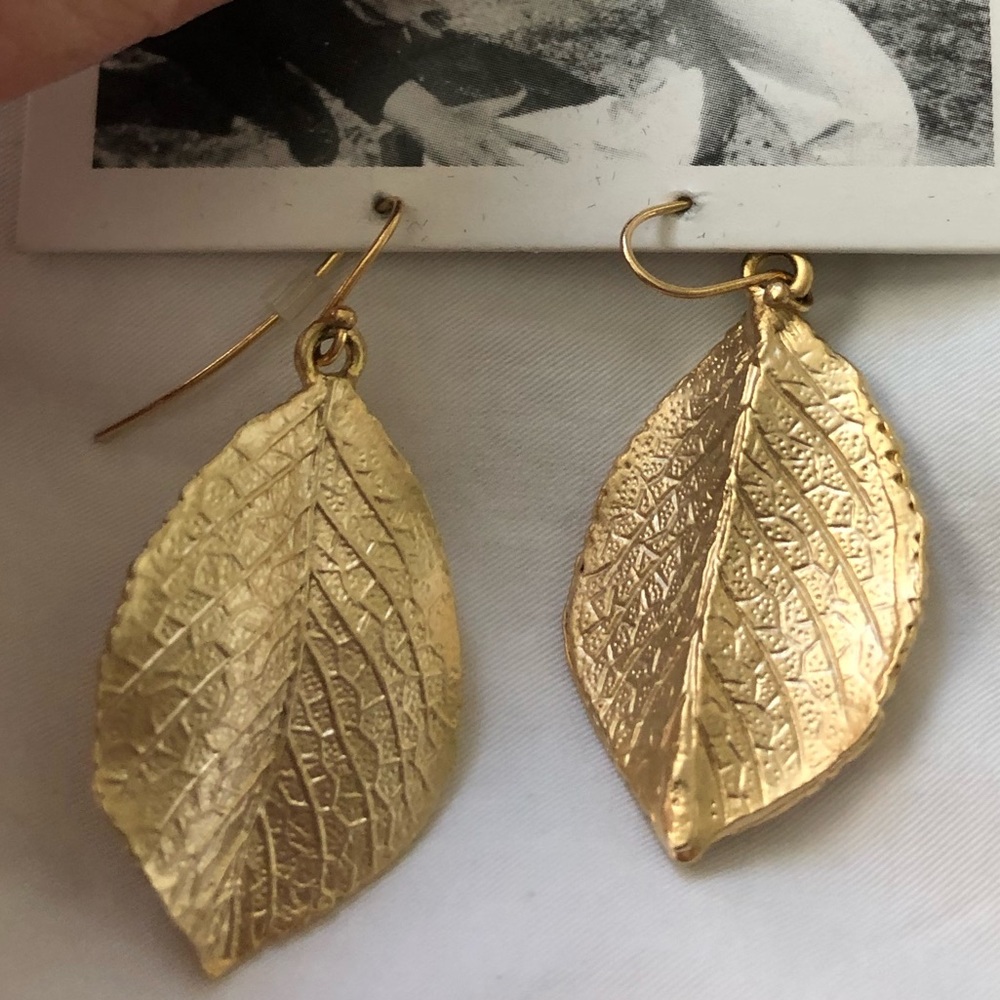 Anthropologie Gold Leaf Earrings